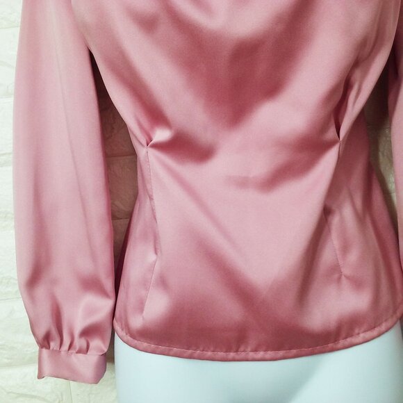 Vintage 50s-60s Quality Handmade Blouse Top S(6) Box-Pleat Fitted LSL Back-Zip - Picture 3 of 8